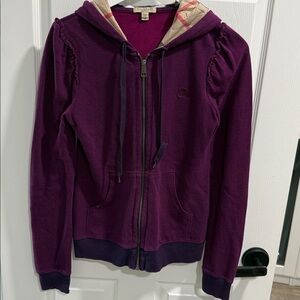 Burberry Plum Hoodie with Ruffle Accents size M